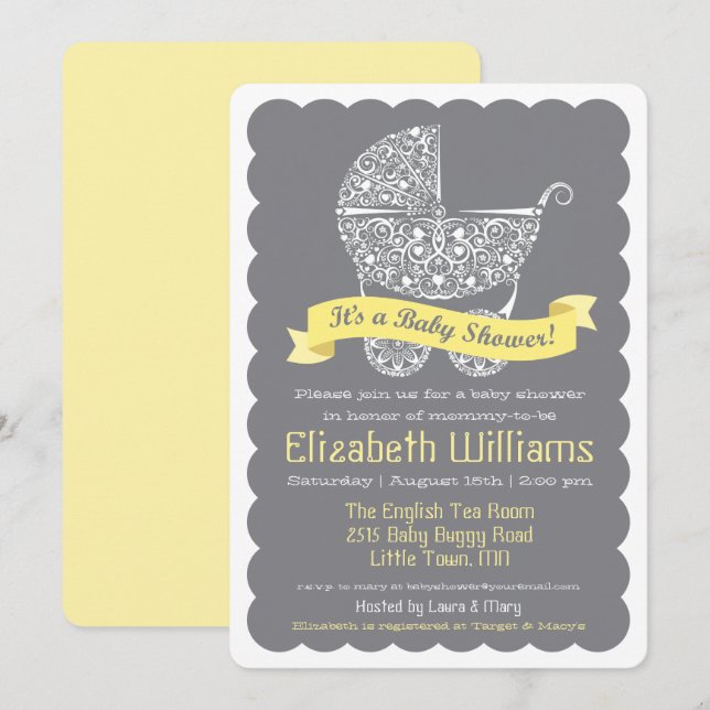 Invitación moderna para baby shower (Anverso / Reverso)