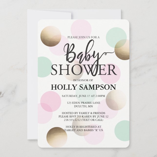Invitación moderna para baby shower (Anverso)
