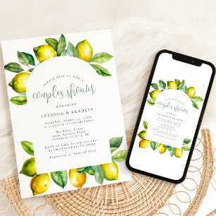 Invitación moderna para baby shower con limón cítr