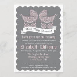 Invitación moderna para baby shower de gemelas