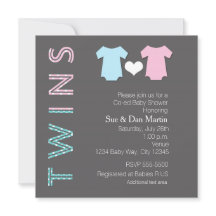Invitación moderna para baby shower de gemelos niñ