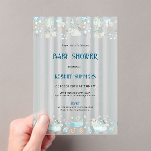 Invitación moderna para baby shower de niño