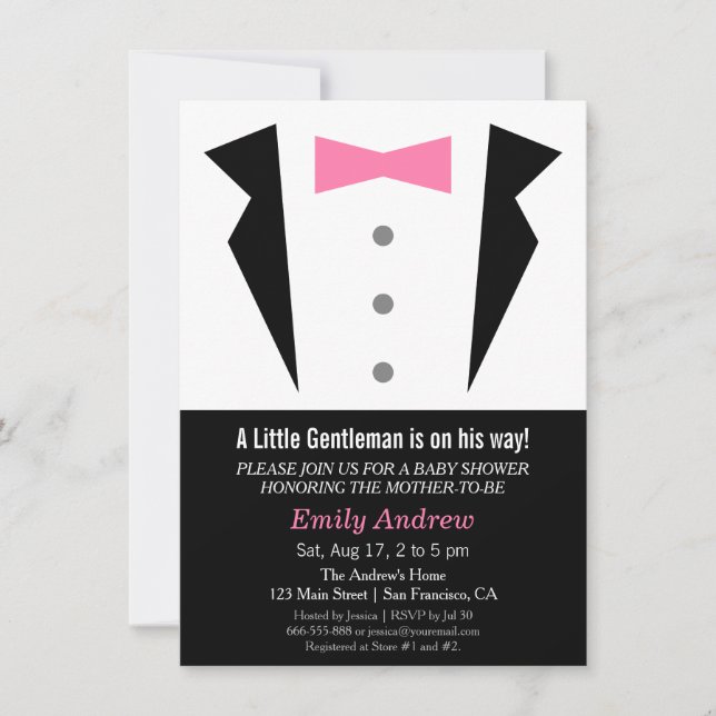 Invitación moderna para baby shower de niño con co (Anverso)