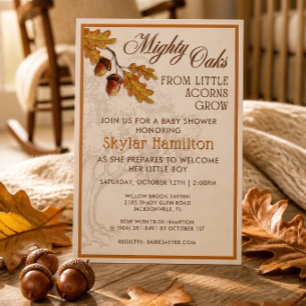 Invitación moderna para baby shower de niño con ro