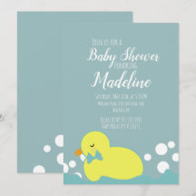 Invitación moderna para baby shower de patitos ama