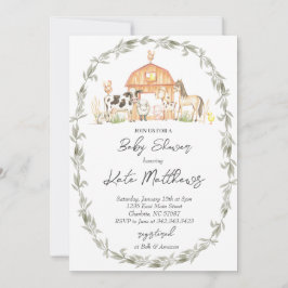 Invitación moderna para baby shower en la granja