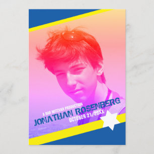 Invitación moderna para Bar Mitzvah con estrella d