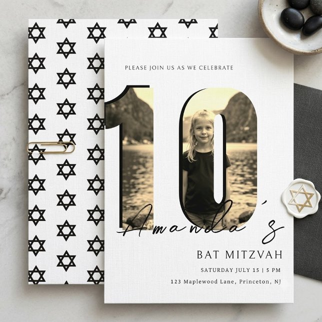 Invitación moderna para Bat Mitzvah número 10 (Subido por el creador)