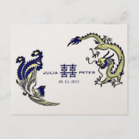 Invitación moderna para boda china con dragón y fé