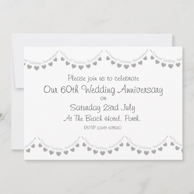 Invitación moderna para bodas de diamante por 60º  (Anverso)