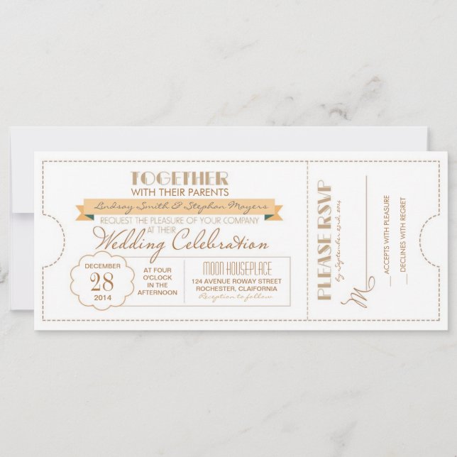 invitación moderna para boletos de boda (Anverso)
