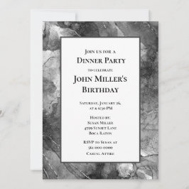 Invitación moderna para cena de cumpleaños en márm