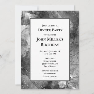 Invitación moderna para cena de cumpleaños en márm