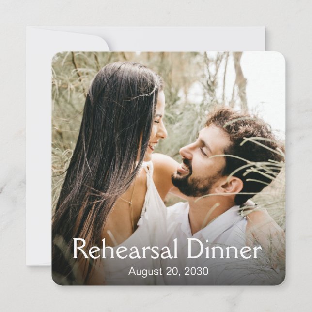 Invitación moderna para cena de ensayo con foto (Anverso)