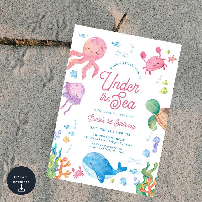 Invitación moderna para cumpleaños de niños bajo e (Subido por el creador)