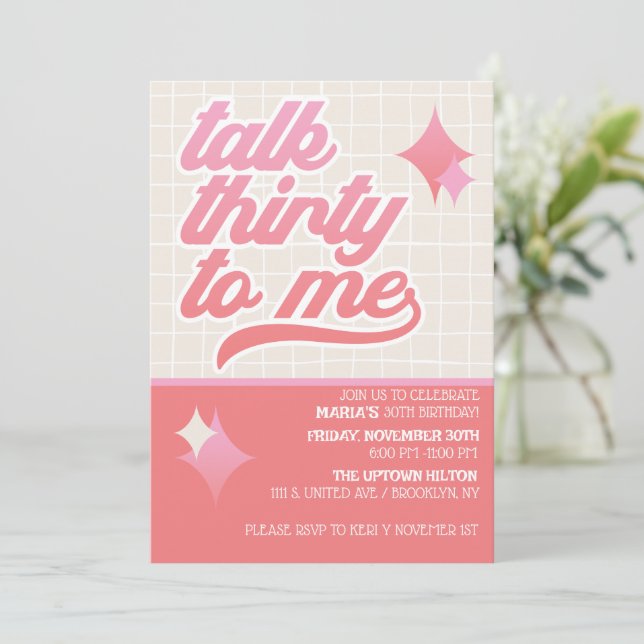 Invitación moderna para cumpleaños treinta Hablemo (Anverso de pie)