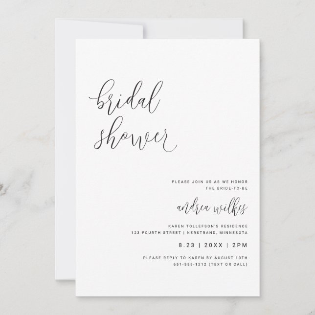 Invitación moderna para despedida de soltera con c (Anverso)