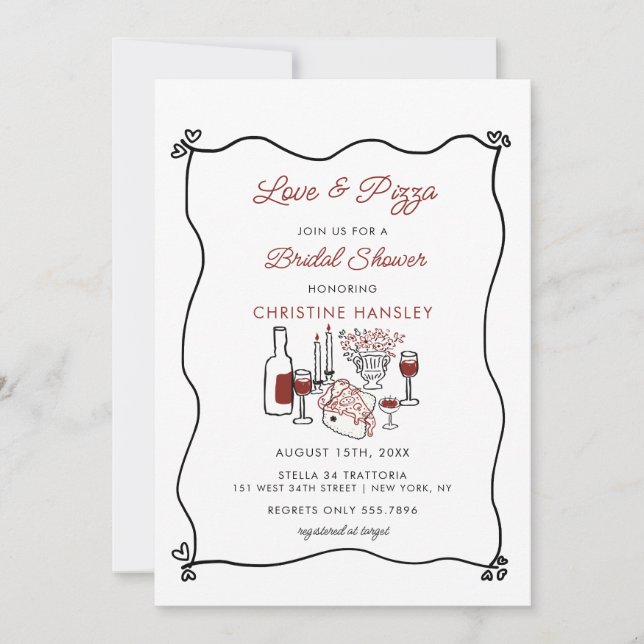 Invitación moderna para despedida de soltera con p (Anverso)