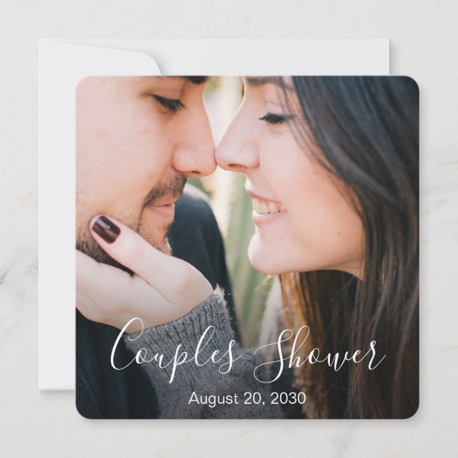 Invitación moderna para ducha de pareja con foto (Anverso)