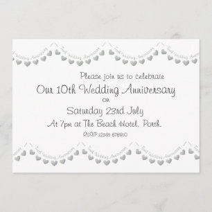 Invitación moderna para el 10º aniversario de boda