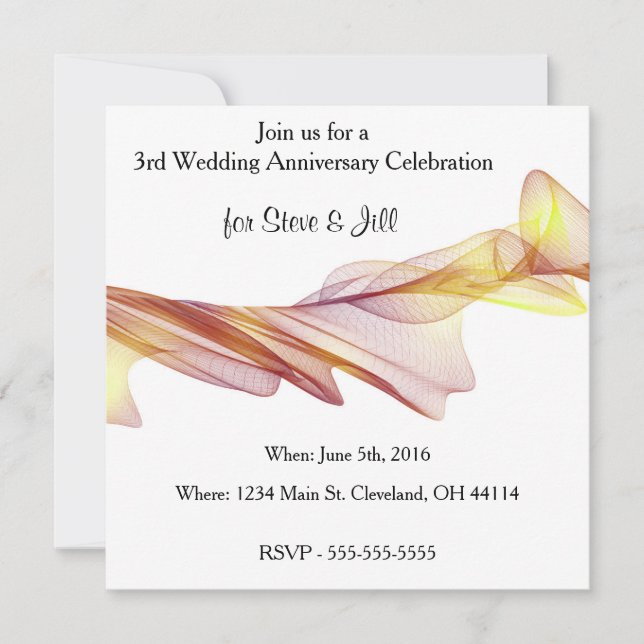 Invitación moderna para el 3er aniversario de boda (Anverso)