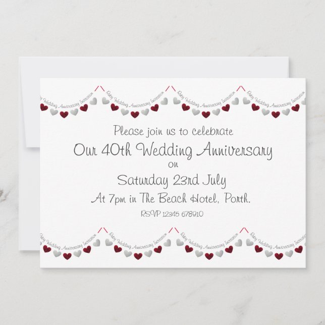 Invitación moderna para el 40º aniversario de boda (Anverso)