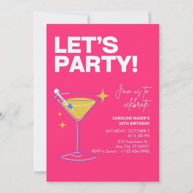 Invitación moderna para fiesta de cumpleaños 30 de (Anverso)