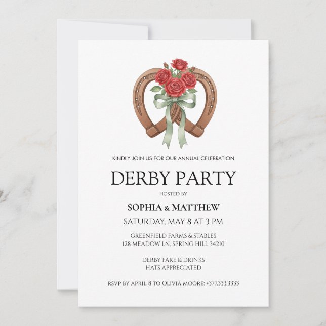 Invitación moderna para fiesta de Derby ecuestre (Anverso)