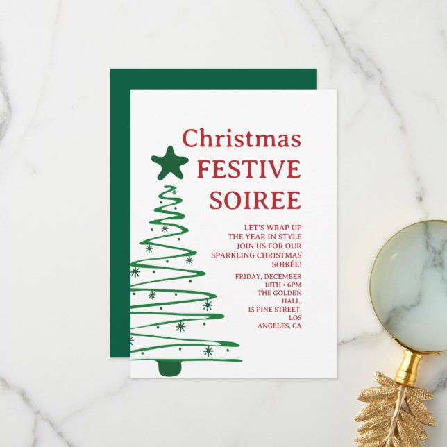 Invitación moderna para fiesta de Navidad (Anverso/Reverso In Situ)