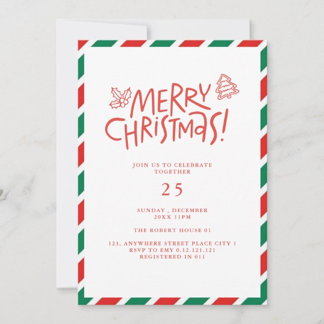 Invitación moderna para fiesta de Navidad con gara (Anverso)
