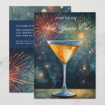 Invitación moderna para fiesta de Nochevieja