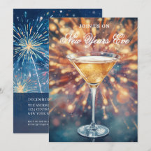 Invitación moderna para fiesta de Nochevieja