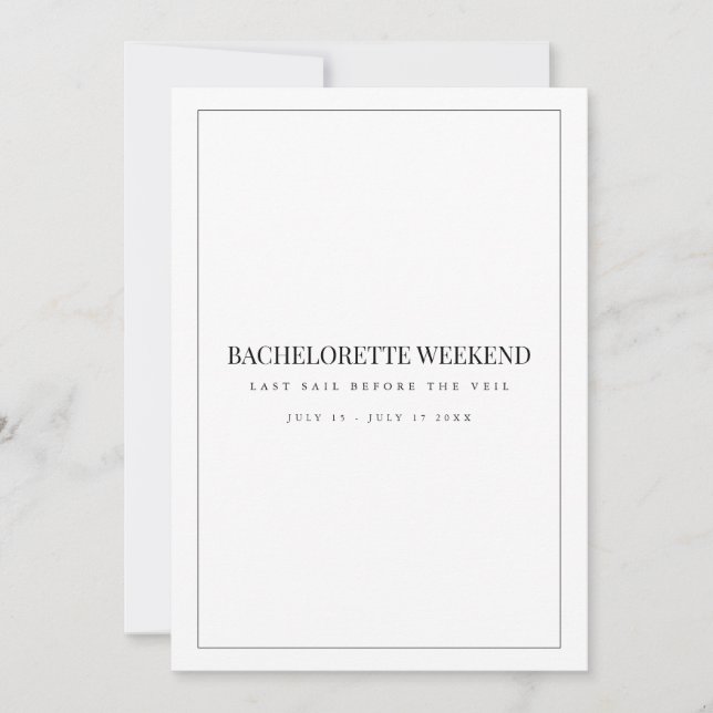 Invitación moderna para fin de semana de despedida (Anverso)