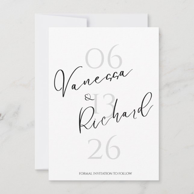 Invitación moderna para guardar la fecha (Anverso)