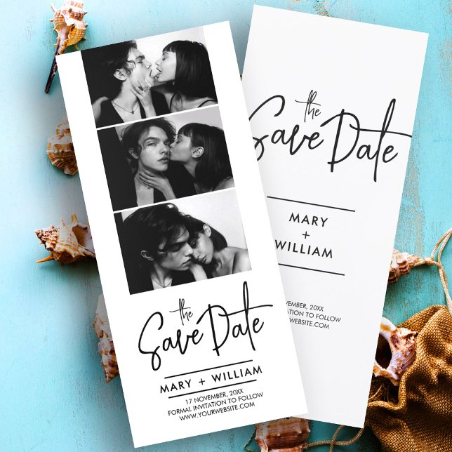 Invitación moderna para guardar la fecha de la bod (Modern Photo Booth Wedding Save the Date Invitation)