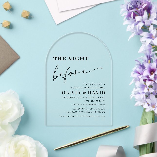 Invitación moderna para la cena de ensayo de la no (Insitu (Boda))