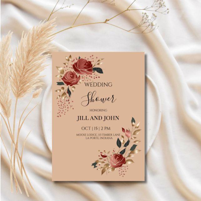 Invitación moderna para la ducha de boda Rosa Brid (Subido por el creador)