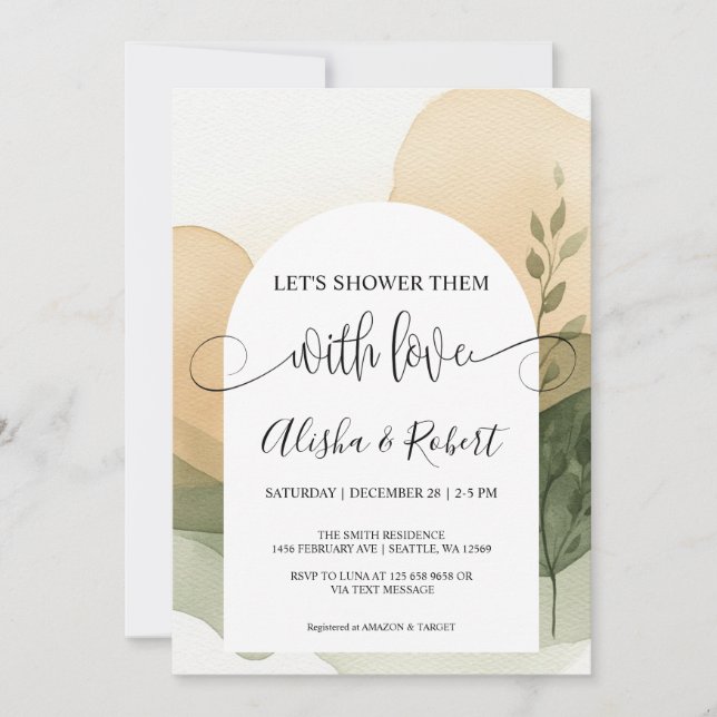 Invitación moderna para la ducha de la pareja con  (Anverso)