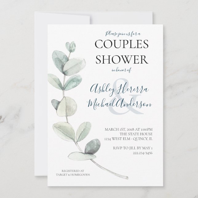 Invitación moderna para la ducha de la pareja con  (Anverso)