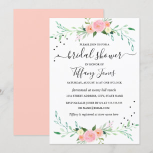 Invitación moderna para la ducha de novia floral e