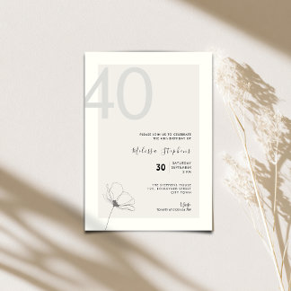Invitación moderna para los 40 años - Estilo minim