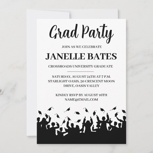 invitación moderna para una fiesta de graduación e (Anverso)