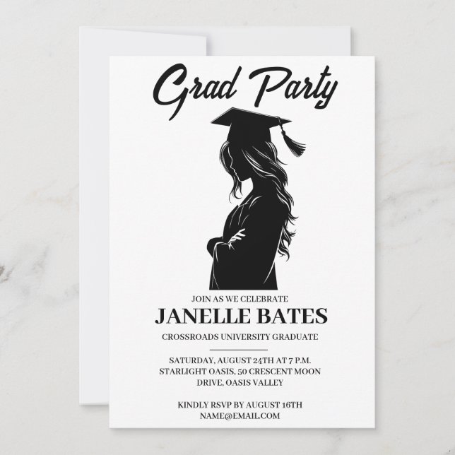 invitación moderna para una fiesta de graduación e (Anverso)