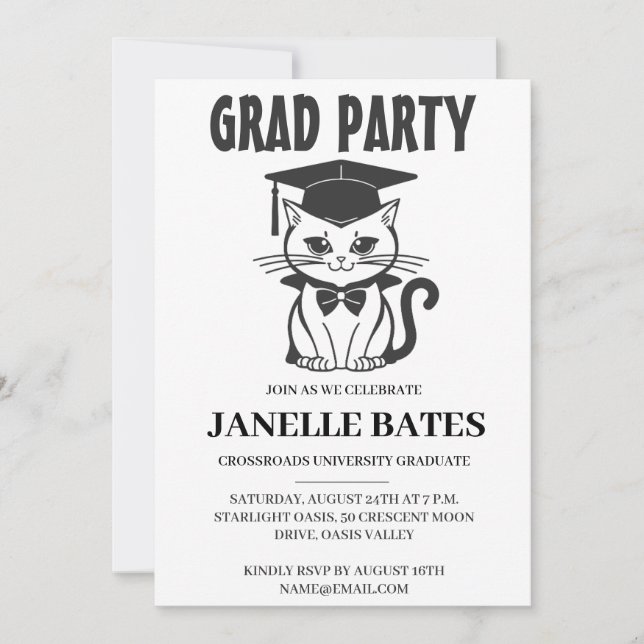 invitación moderna para una fiesta de graduación e (Anverso)
