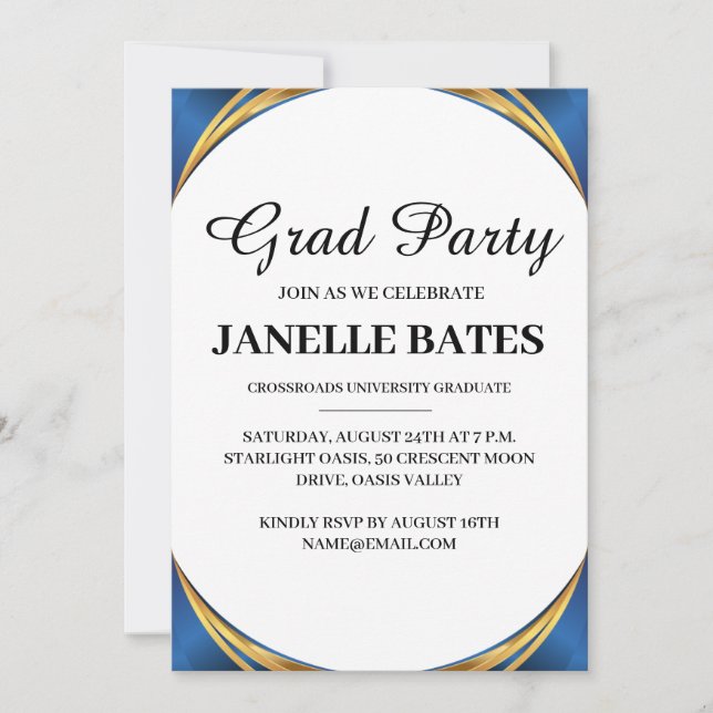 invitación moderna para una fiesta de graduación e (Anverso)