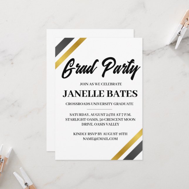 invitación moderna para una fiesta de graduación e (Anverso/Reverso In Situ)