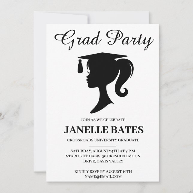 invitación moderna para una fiesta de graduación e (Anverso)