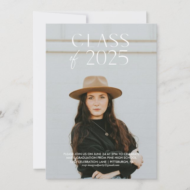 Invitación moderna para una fiesta de graduación s (Anverso)