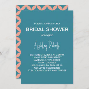 Invitación Moderna Peach & Blue Mod Bridal Shower