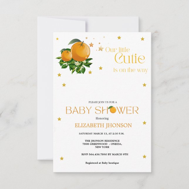 Invitación Moderna Pequeña ducha de bebé neutra cutáneo (Anverso)